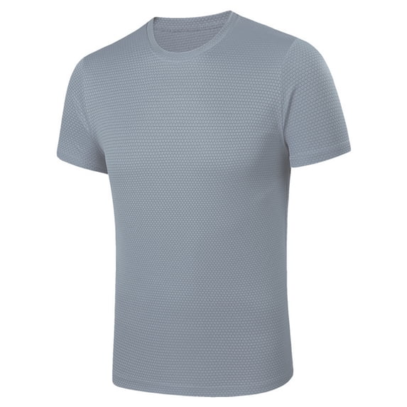 Haitryli Mens Running Jogging T Shirt Sport Athletic Shirts UPF 50+ Sun Protection Rash Guard Tops Light Gray XL