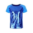 thumbnail image 1 of Haitryli Mens Shiny Metallic Short Sleeve Shirts Mesh Shoulder 70s Disco Nightclub Party T-Shirts Blue S, 1 of 7