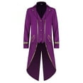thumbnail image 1 of Haitryli Mens Steampunk Vintage Tailcoat Halloween Costumes Victorian Medieval Frock Tuxedo Jacket Purple S, 1 of 3