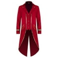 thumbnail image 1 of Haitryli Mens Steampunk Vintage Tailcoat Halloween Costumes Victorian Medieval Frock Tuxedo Jacket Red M, 1 of 3