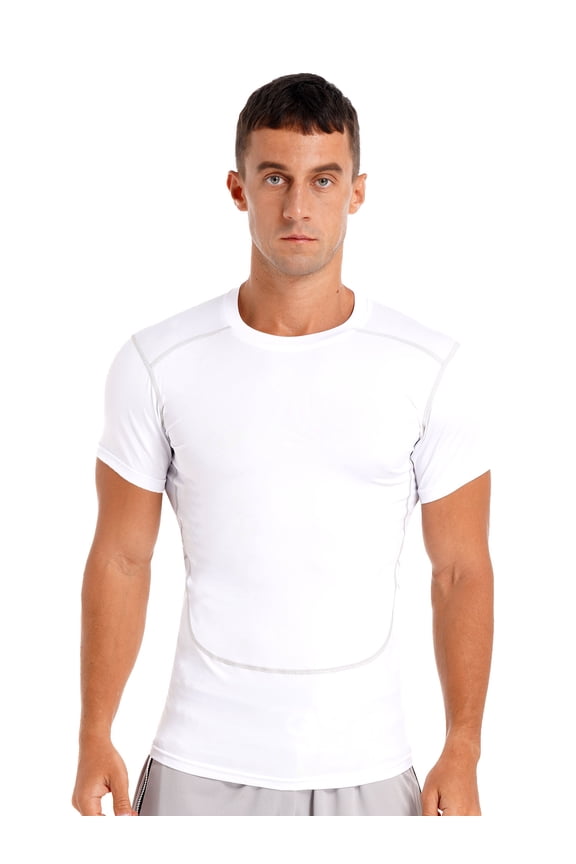 Mens Swimming Rash Guard Shirts UPF 50+ Sun Protection T Shirt Quick Dry Swim Top Beachwear White XL