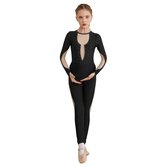 Haitryli Toddler Girls Ballet Leotards Full Body Gymnastics Unitards One Piece Dance Bodysuit Skating Jumpsuit Black 8
