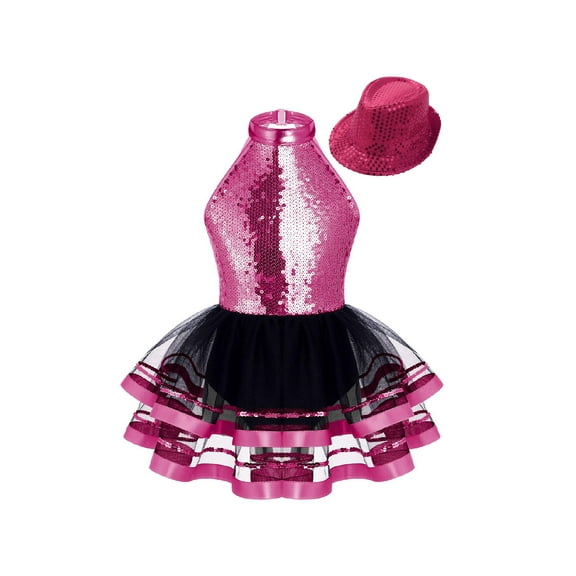Haitryli Toddler Girls Sparkly Ballet Leotards Tutu Dress Modern Jazz Latin Dance for Performance Rose 12