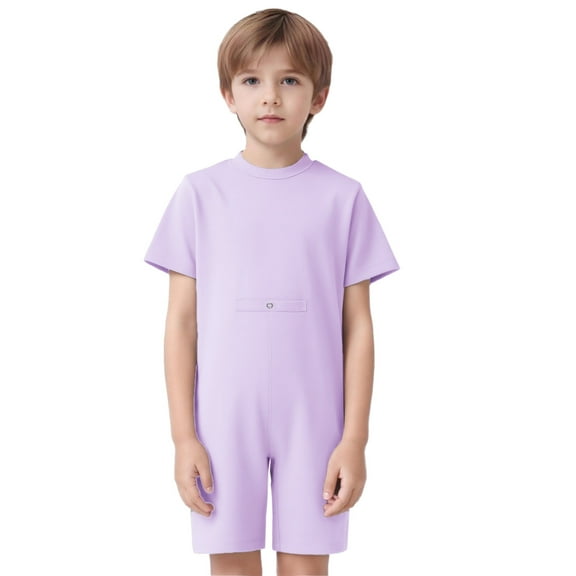 Haitryli Unisex Boys Girls High Waist Wide Leg Shorts One Piece Rompers Summer Playwear Casual Overalls Solid Jumpsuit Lavender 4