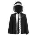 thumbnail image 1 of Haitryli Unisex Kids Boxing Outfits Dress Up Cloak Boxing Robe With Hood Open Front Metallic Trim Karate Robe Black Silver 6, 1 of 3