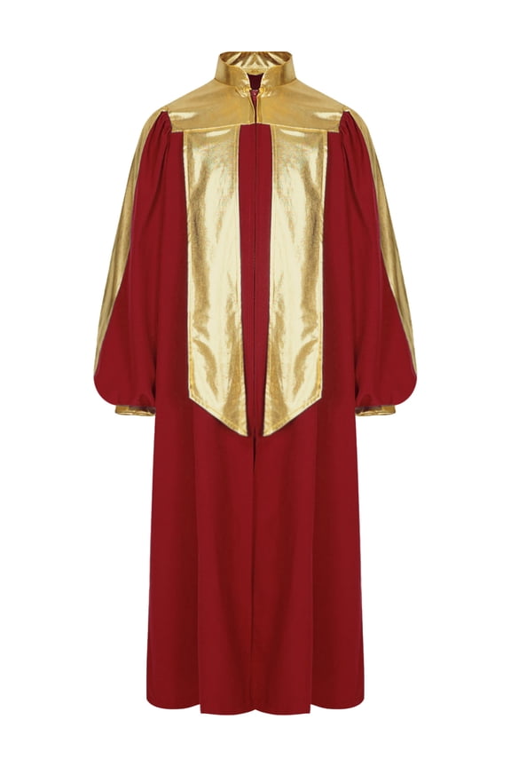 Unisex Kindergarten Preschool Graduation Gown Color Block Choir Robes Church Baptism Costume Burgundy 12