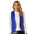 thumbnail image 1 of Haitryli Unisex Men Women Disco Dance Waistcoat Shiny Sequin Performance Costume Vest V-Neck Royal Blue 160/L, 1 of 7