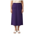 Haitryli Women Adaptive Midi Skirt Easy Pull on Skirt Solid Color ...