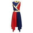 thumbnail image 1 of Haitryli Women Contrast Color Praise Tunic Sleeveless Lyrical Dance Dress Overlay Navy Blue&Red XXL, 1 of 7