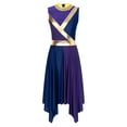 thumbnail image 1 of Haitryli Women Contrast Color Praise Tunic Sleeveless Lyrical Dance Dress Overlay Purple&Navy Blue XL, 1 of 7