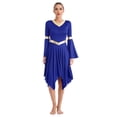 thumbnail image 1 of Haitryli Women Flared Sleeve Lyrical Liturgical Dance Dress Worship Costume Blue XXL, 1 of 7