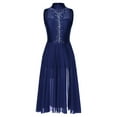thumbnail image 1 of Haitryli Women Giltter Rhinestone Lyrical Dance Dress Split Hem Modern Contemporary Dancewear Navy Blue M, 1 of 7