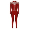 thumbnail image 1 of Haitryli Women Long Sleeve Gymnastics Leotard Unitard Rhinestone Full Length Bodysuit Jumpsuit Burgundy M, 1 of 7