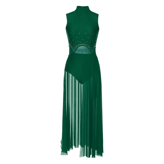 Haitryli Women Lyrical Dance Dress Modern Contemporary Leotard Green XXL