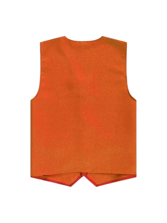 Women Men Button Vest Volunteer Activity Vest Unisex Waiter Waistcoat Bartender Work Uniform Orange L