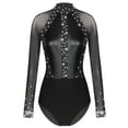 thumbnail image 1 of Haitryli Women Mesh Patchwork Gymnastics Leotard Dance Bodysuit for Performance Black M, 1 of 7