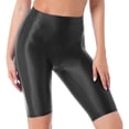 thumbnail image 1 of Haitryli Women Shiny Sport Yoga Shorts Pants Short Legging Biker Shorts High Waist Workout Booty Black XL, 1 of 7