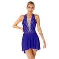 thumbnail image 1 of Haitryli Women Sleeveless Figure Ice Skating Dress Sparkly Rhinestone Dance Leotard Royal Blue L, 1 of 7