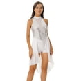 thumbnail image 1 of Haitryli Women Sleeveless Jazz Dance Dress Leotard Sequin Lyrical Dancewear White XL, 1 of 7