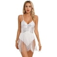 thumbnail image 1 of Haitryli Women Sleeveless Sequin Tassel Latin Salsa Dance Dress Jazz Dancewear for Performance Concert White S, 1 of 7