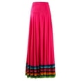 thumbnail image 1 of Haitryli Women Stripe Print Dance Skirt Flamenco Mexican Folk Dancewear Hot Pink 87cm 4XL, 1 of 3