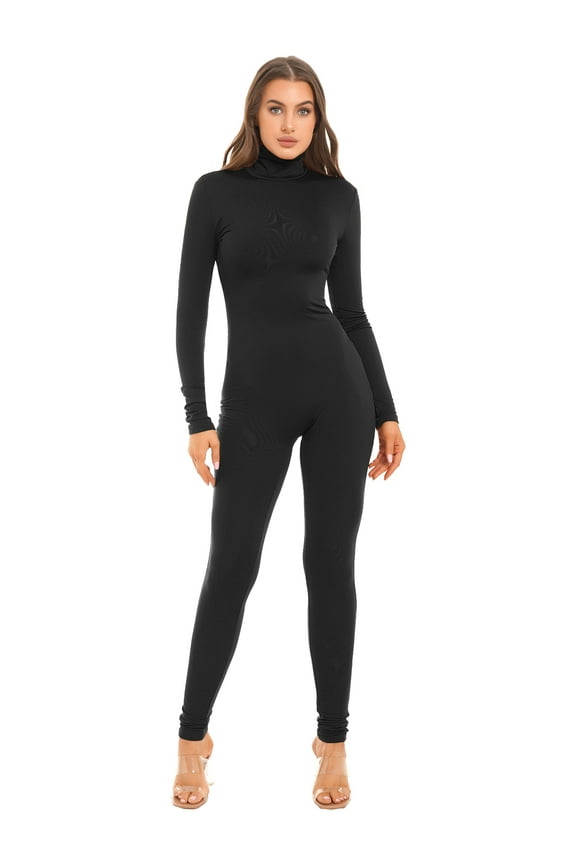 Women Yoga Jumpsuit Full Body Dance Bodysuit Athletic Sport Long Leotard Unitard Black M