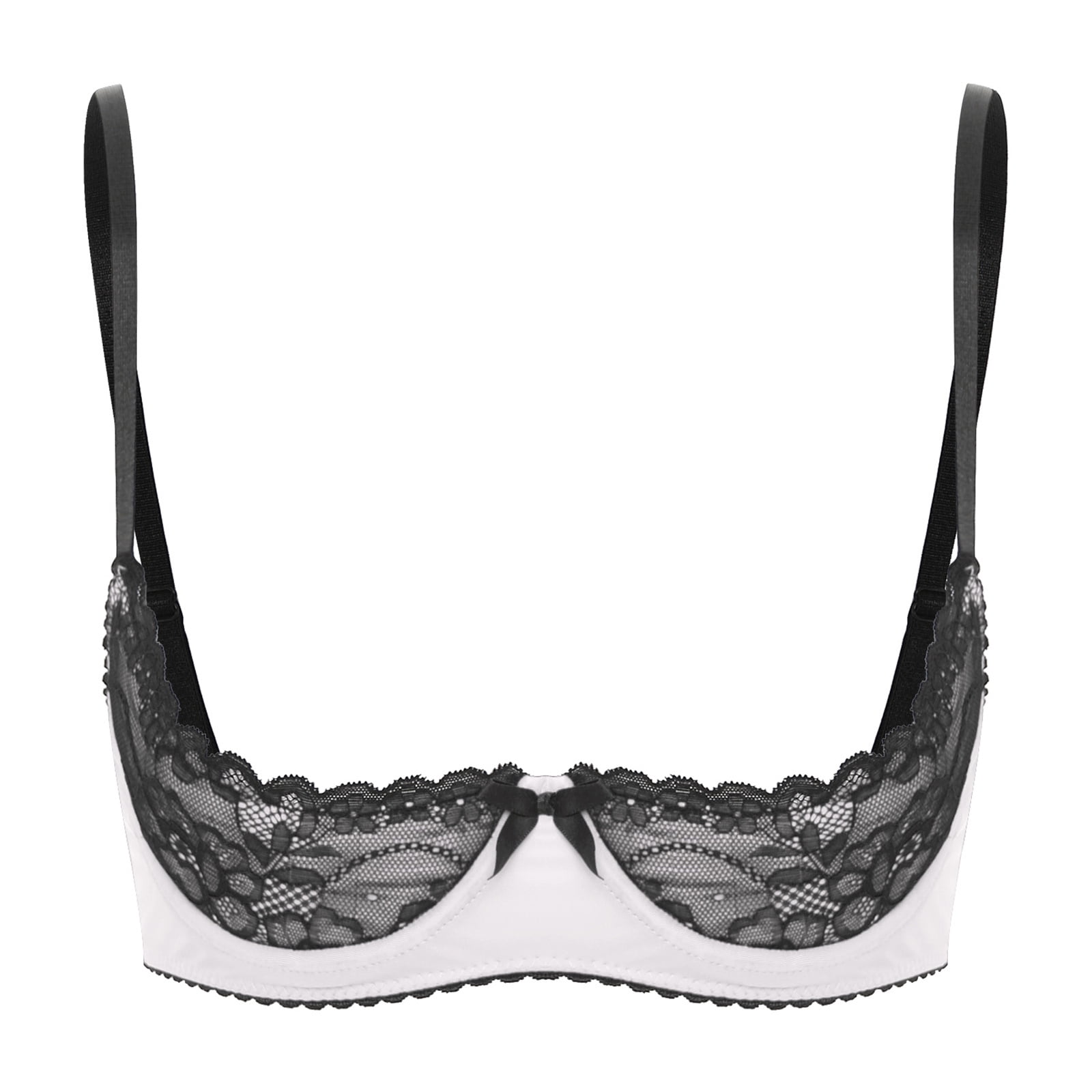 Haitryli Women's 1/4 Cup Lace Shelf Bra Brassiere Tops Underwire Push ...