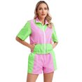 thumbnail image 1 of Haitryli Women's 80s Tracksuit Retro Outfits 2 Piece Zipper Front Jacket with Loose Shorts Pink M, 1 of 7