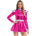 thumbnail image 1 of Haitryli Women's Alien Outfits Long Sleeves A-line Dress with Belt Shiny Outer Space Outfit Hot Pink XL, 1 of 6