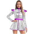 thumbnail image 1 of Haitryli Women's Alien Outfits Long Sleeves A-line Dress with Belt Shiny Outer Space Outfit Silver 4XL, 1 of 5