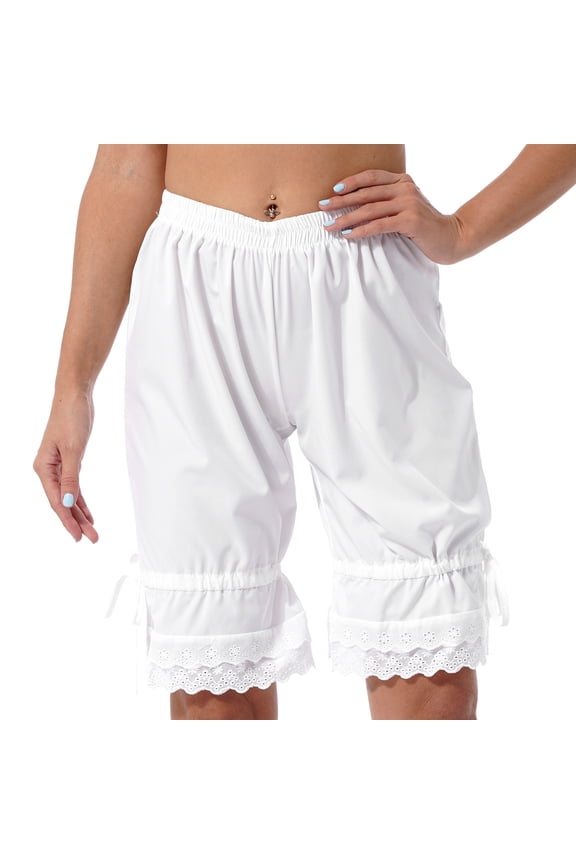 Women's Cotton Japanese Ruffled Pumpkin Shorts Pants Bloomers Safety Under Pants White XL