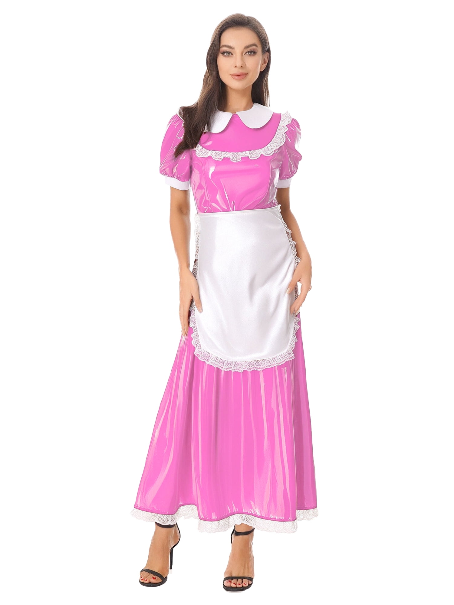 pink satin maid dress Amazon.com: JOLINE Sissy Women Satin Costume Long Sleeves Crossdress Maid Outfit Dress with little bag (Small) Pink : Clothing, Shoes & Jewelry