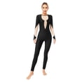 thumbnail image 1 of Haitryli Women's Full Body Long Sleeve Unitard One Piece Rhinestone Ice Skating Jumpsuit Gymnastics Black XL, 1 of 7