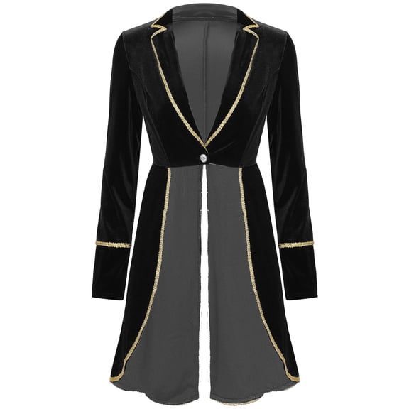 Haitryli Women's Halloween Costume Vintage Steampunk Tailcoat Victorian Tuxedo Coat Jacket Uniform Black XXL