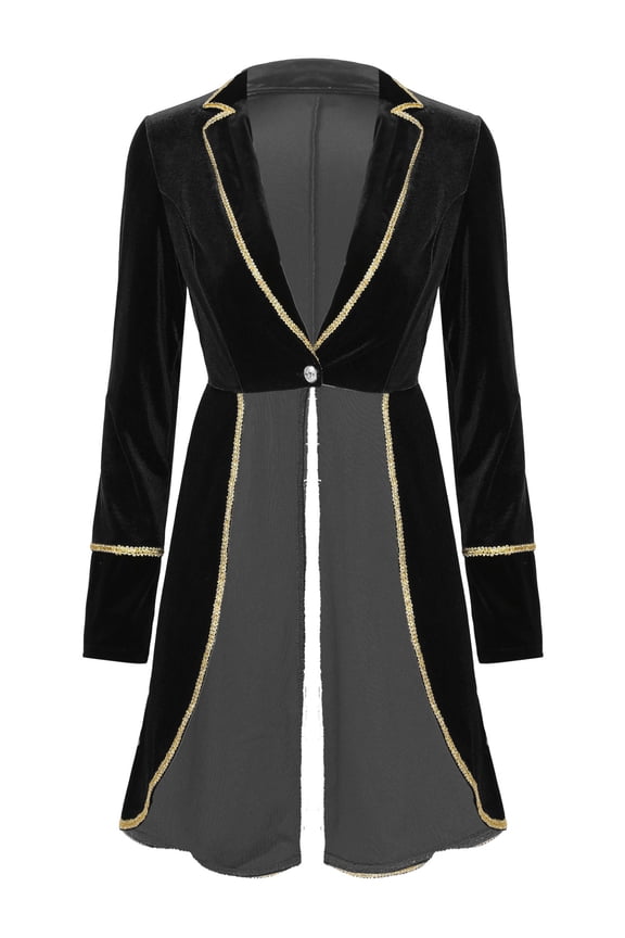 Women's Halloween Costume Vintage Steampunk Tailcoat Victorian Tuxedo Coat Jacket Uniform Black XXL