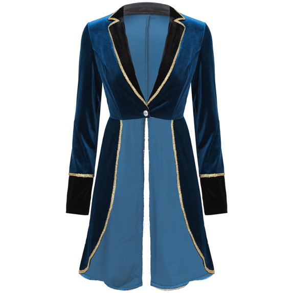 Haitryli Women's Halloween Costume Vintage Steampunk Tailcoat Victorian Tuxedo Coat Jacket Uniform Blue S