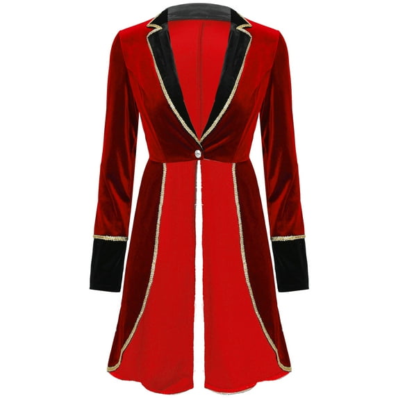 Haitryli Women's Halloween Costume Vintage Steampunk Tailcoat Victorian Tuxedo Coat Jacket Uniform Red M