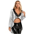 thumbnail image 1 of Haitryli Women's Magician Tailcoat Jacket Fancy Dress Magic Show One-Button Sequin Tail Coat Silver M, 1 of 7