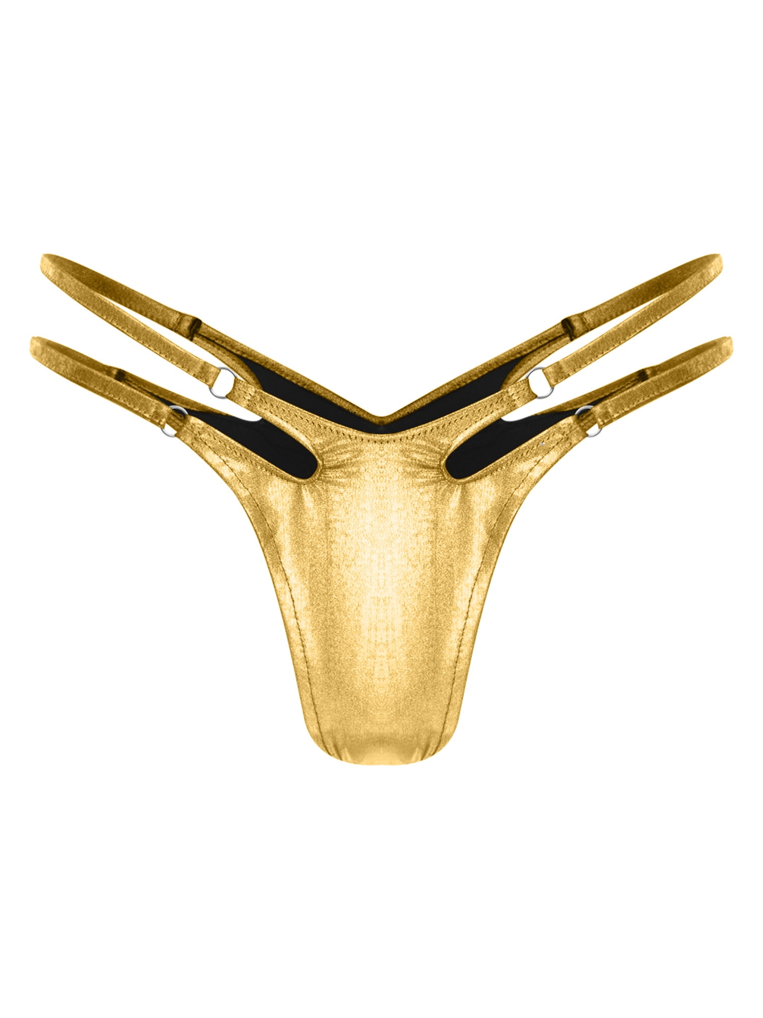 Haitryli Women's Shiny Metallic Low Rise G-String Thong Hollow Out ...