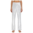 thumbnail image 1 of Haitryli Women's Sparkle Sequin Pants Drawstring Waist Wide Leg Straight Leg Long Pants for Nightclub White S, 1 of 5