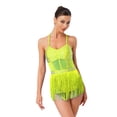 thumbnail image 1 of Haitryli Women's Sparkly Rhinestone Latin Jazz Dance Dress Fringe Leotard Tango Rumba Ballroom Dance Fluorescent Yellow M, 1 of 5