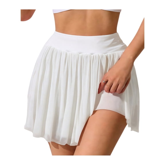 Haitryli Women's Tennis Golf Skirts High Waisted Inner Shorts Athletic Skorts for Sports Running Pickleball White S