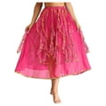 thumbnail image 1 of Haitryli Womens Belly Dance Chiffon Skirt Elastic Waistband Arabian Dance Skirt Dancer Outfits Hot Pink M/均码, 1 of 6