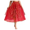thumbnail image 1 of Haitryli Womens Belly Dance Chiffon Skirt Elastic Waistband Arabian Dance Skirt Dancer Outfits Red S, 1 of 6