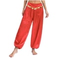 thumbnail image 1 of Haitryli Womens Belly Dance Pants Shiny Sequined Bloomers Harem Pants Stage Performance Trousers Red L, 1 of 6