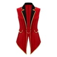 thumbnail image 1 of Haitryli Womens Circus Ringmaster Cosplay Costume Sleeveless Tailcoat Red Velvet Jacket for Halloween Red XL, 1 of 7