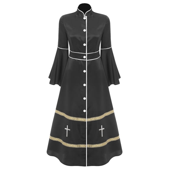 Haitryli Womens Clergy Minister Cassock Robes Pulpit Liturgical Vestments Church Pastor Robe Black M