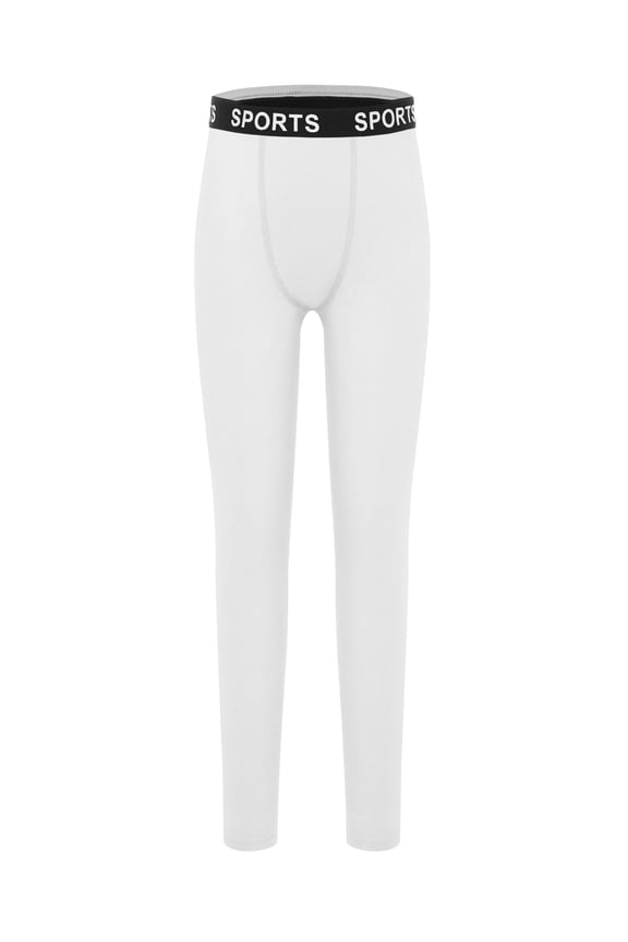 kids boys Sports Leggings for Soccer Basketball Running Yoga Cycling Training Gym Workout Leggings Pants White 16