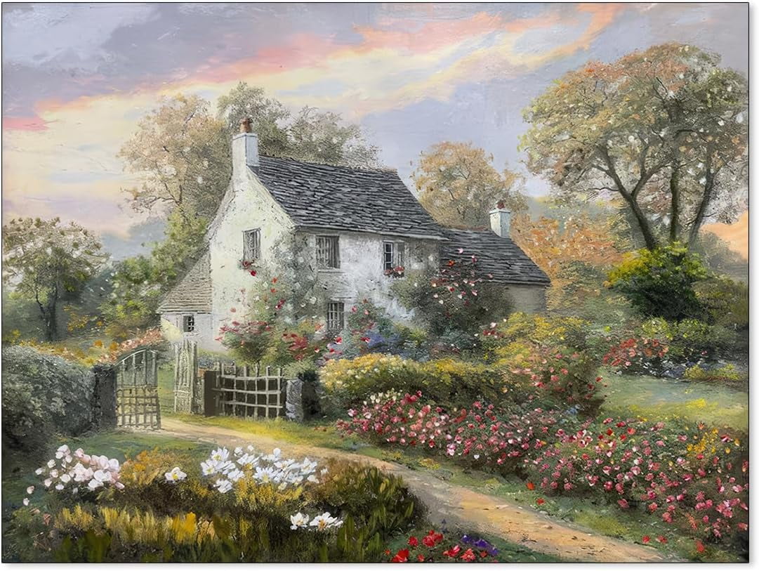 Haitunone French Country Oil Painting Wall Art Farmhouse Cottage Garden  Posters Classical Vintage Nature Landscape Prints for Living Room Bedroom  Wall ..., image size:1081x813