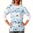 thumbnail image 1 of Haivin Christmas Women's V-Neck Short Sleeve Top with Double Pockets, Comfortable Nursing Uniform for Healthcare and Daily Wear, 1 of 6